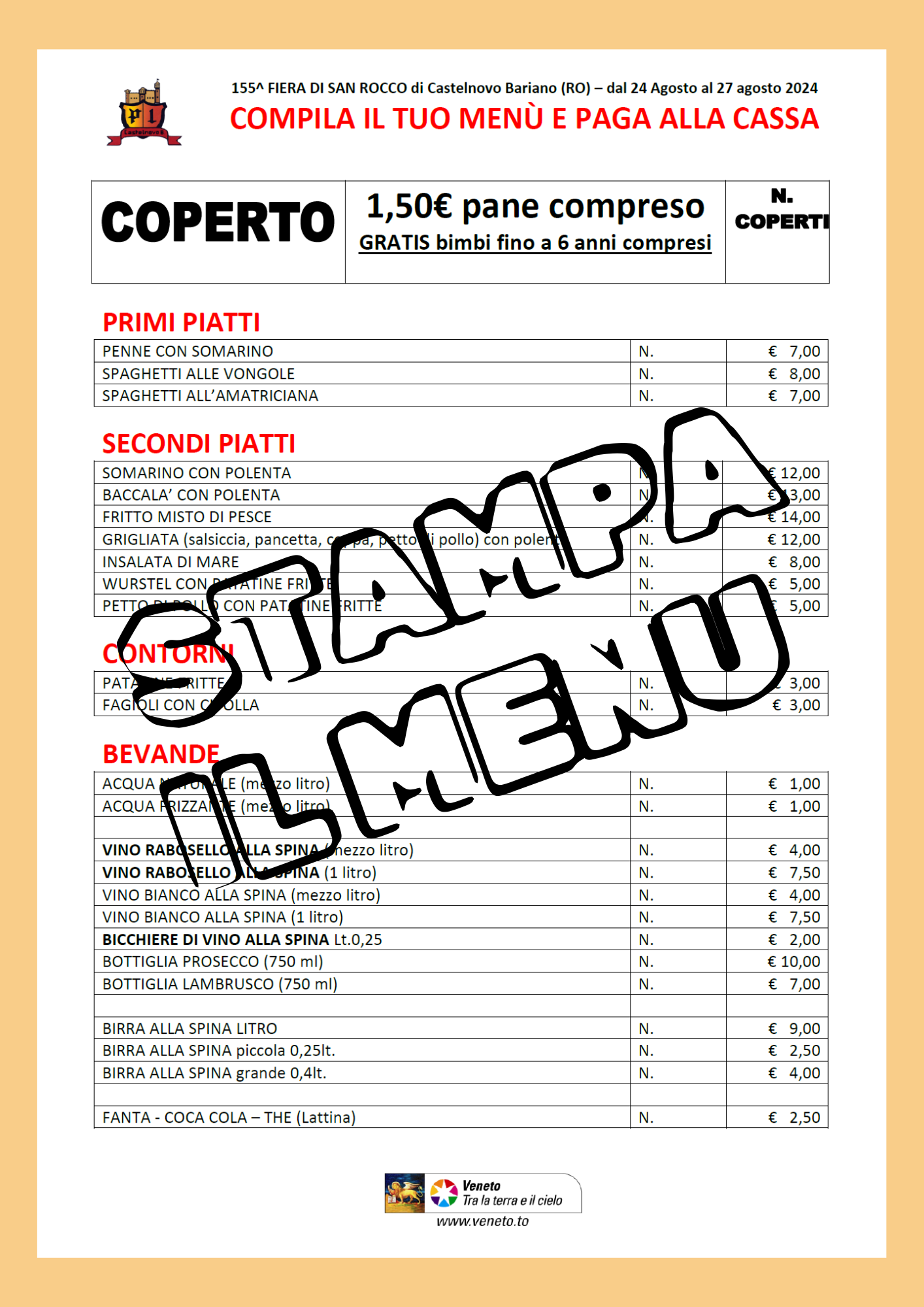 Menu 2024 da stampare